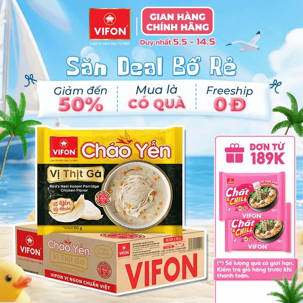 Cháo yến VIFON vị thịt gà 50g/gói – Thanh nhẹ, dinh dưỡng, tiện lợi
