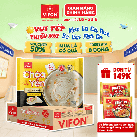 Cháo yến thịt gà VIFON 70g – Có gói thịt thật, thanh nhẹ, dinh dưỡng