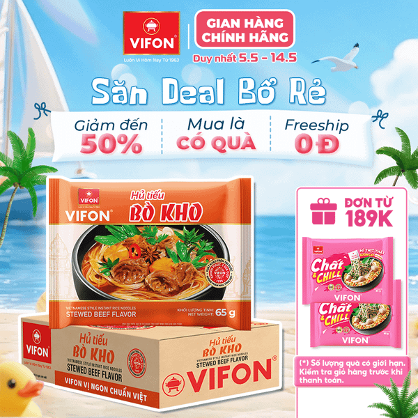 Hủ tiếu bò kho VIFON 65g – đậm vị bò kho, thơm ngon tiện lợi