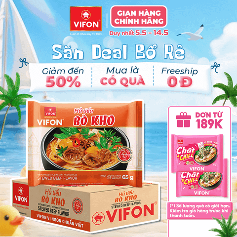 Hủ tiếu bò kho VIFON 65g – đậm vị bò kho, thơm ngon tiện lợi