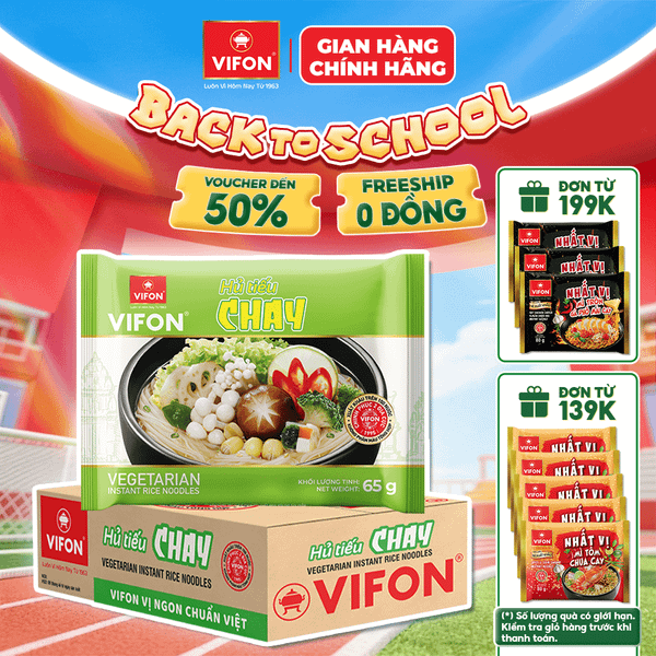 Thùng Hủ tiếu chay VIFON 65g – thanh đạm dễ ăn, tiện lợi nhanh gọn
