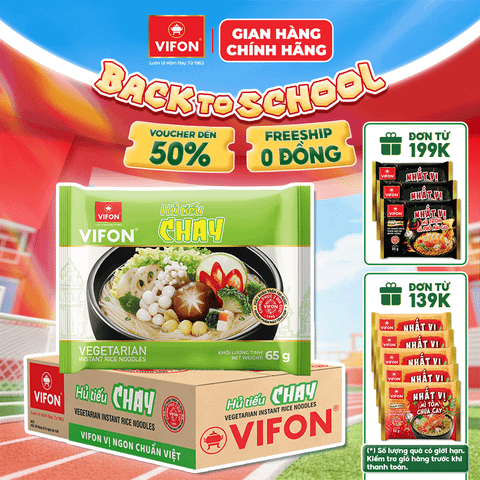 Thùng Hủ tiếu chay VIFON 65g – thanh đạm dễ ăn, tiện lợi nhanh gọn