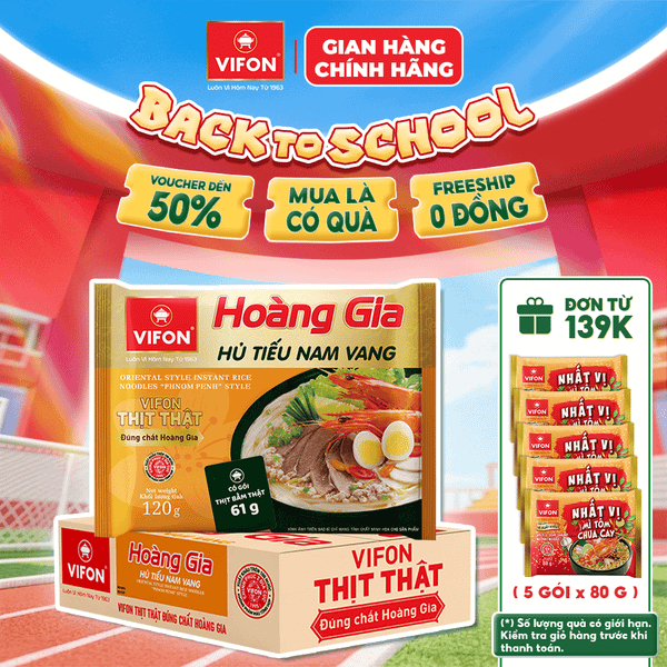 Thùng Hoàng gia hủ tiếu Nam Vang VIFON 120g – hủ tiếu cao cấp, đậm đà chuẩn vị