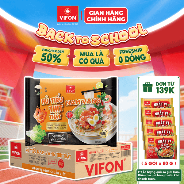 Thùng Hủ tiếu Nam Vang thịt thật VIFON 90g – đậm đà chuẩn vị, có thịt thật