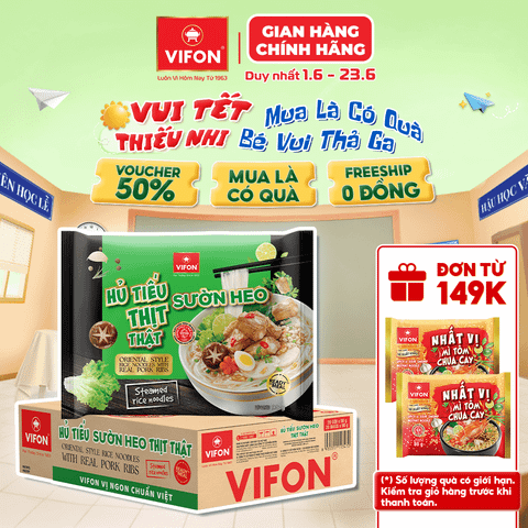 Hủ tiếu sườn heo thịt thật VIFON 90g – đậm vị sườn, có thịt thật, thơm ngon