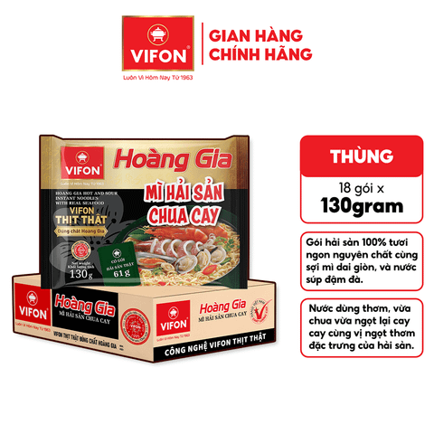 Hoàng gia mì hải sản chua cay VIFON 120g – mì ăn liền cao cấp, đậm đà vị biển