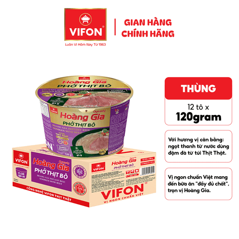 Tô hoàng gia phở thịt bò VIFON 120g – có thịt thật, tiện lợi đủ chất