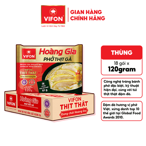 VIFON Hoàng Gia Phở Thịt Gà 120g – phở ăn liền cao cấp, thanh ngọt tự nhiên