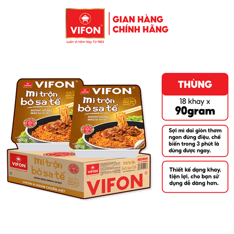 Khay mì bò sa tế VIFON 90g – mì trộn cay đậm đà, tiện lợi nhanh gọn