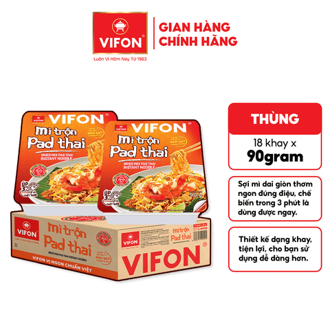 Khay mì trộn pad thái VIFON 90g – chua cay đậm đà, chuẩn vị Thái Lan