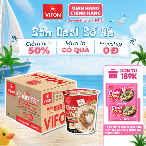 Cháo yến thịt bằm VIFON 70g – Có gói thịt thật, đầy đủ dinh dưỡng