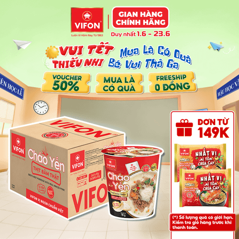 Cháo yến thịt bằm VIFON 70g – Có gói thịt thật, đầy đủ dinh dưỡng