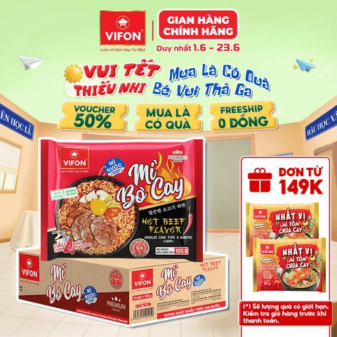 Mì cay vị bò VIFON 105g – cay nồng kích thích, đậm vị bò hấp dẫn