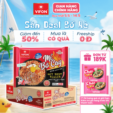 Mì cay vị bò VIFON 105g – cay nồng kích thích, đậm vị bò hấp dẫn
