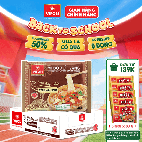 Thùng Mì Tươi Bò Xốt Vang VIFON 70g – Đậm Vị Bò, Sốt Vang Thơm Ngon, Mềm Dai