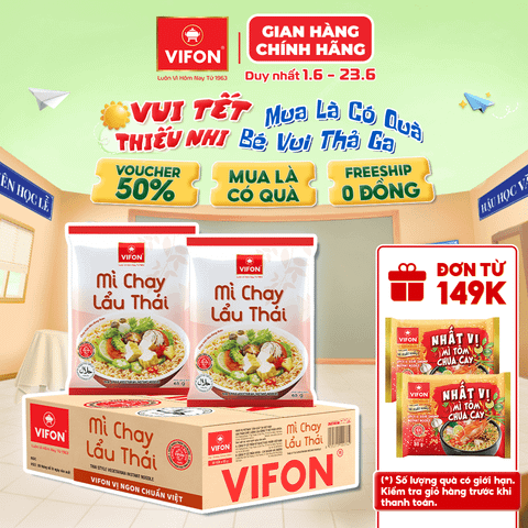 Mì chay lẩu Thái VIFON 65g – chua cay đậm đà, chuẩn vị hấp dẫn