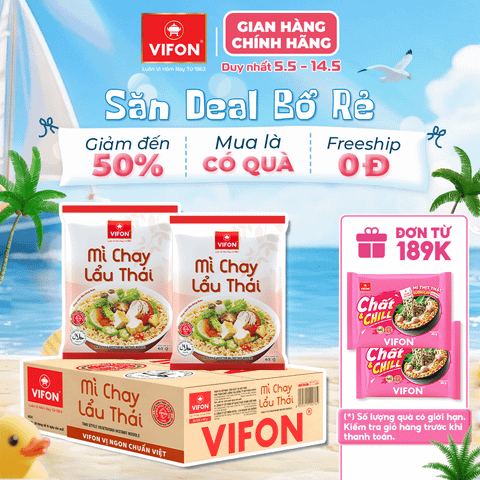 Mì chay lẩu Thái VIFON 65g – chua cay đậm đà, chuẩn vị hấp dẫn