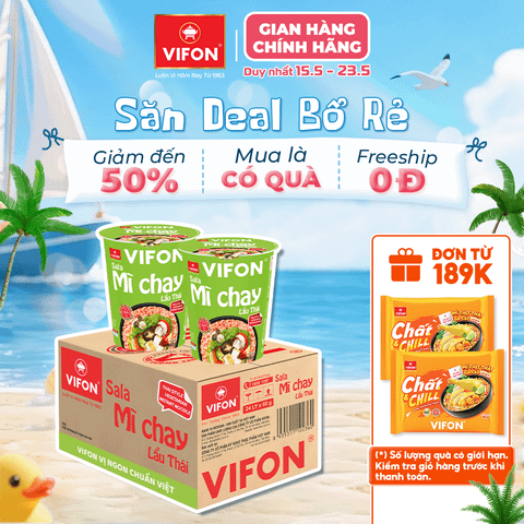 Mì ly chay lẩu thái SALA 60g – Chua cay đậm đà, thanh đạm tiện lợi