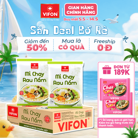 Mì chay rau nấm VIFON 65g – thanh đạm tự nhiên, thơm ngon dễ ăn