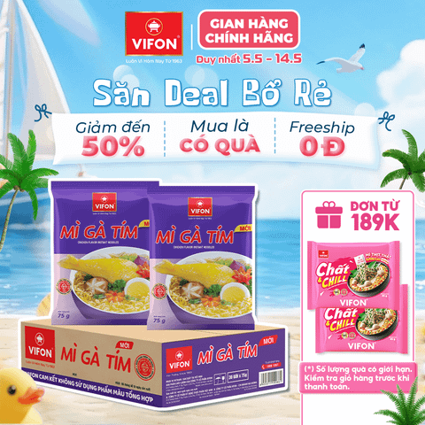 Mì gà tím VIFON 75g – sợi mì độc đáo, đậm vị gà thơm ngon