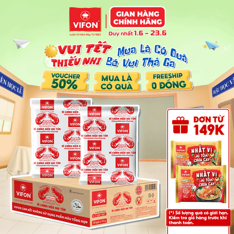 Mì chính hiệu hai tôm VIFON 75g/gói – Hương vị truyền thống, đậm đà quen thuộc