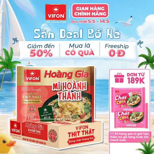 Hoàng gia mì hoành thánh VIFON 120g – mì ăn liền cao cấp, đậm đà hương vị truyền thống