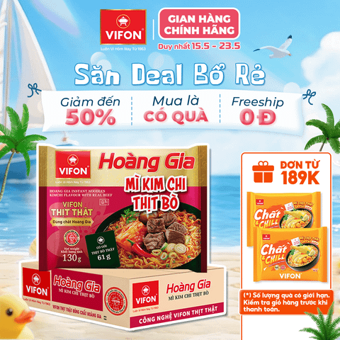 Hoàng gia mì kim chi thịt bò VIFON 130g – chua cay đậm đà, hấp dẫn