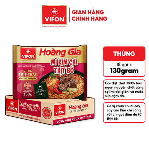 Hoàng gia mì kim chi thịt bò VIFON 130g – chua cay đậm đà, hấp dẫn
