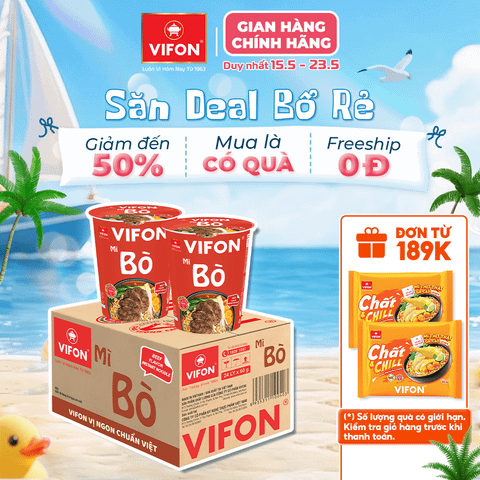 Mì ly bò VIFON 60g – hương vị đậm đà, nhanh gọn mỗi ngày