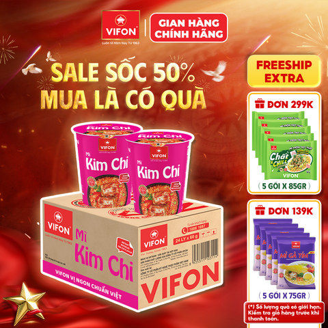 Thùng Mì ly kim chi 60g – Chua cay hấp dẫn, tiện lợi mỗi ngày