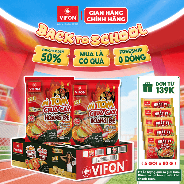 Thùng Mì tôm chua cay hoàng đế VIFON 100g – chua cay đậm đà, hương vị hấp dẫn