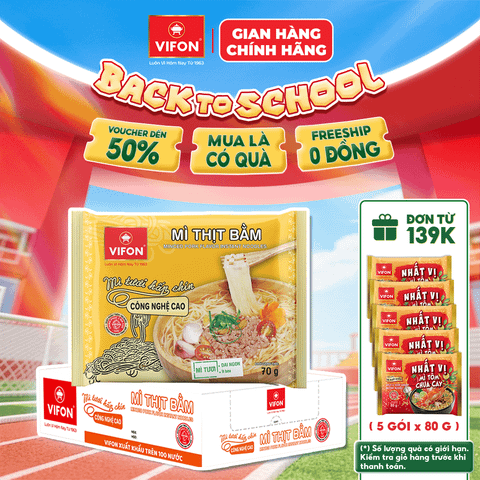 Thùng Mì tươi thịt bằm VIFON 70g – mềm dai hấp dẫn, đậm vị thịt thơm ngon