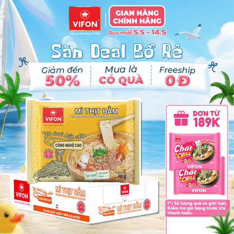 Mì tươi thịt bằm VIFON 70g – mềm dai hấp dẫn, đậm vị thịt thơm ngon