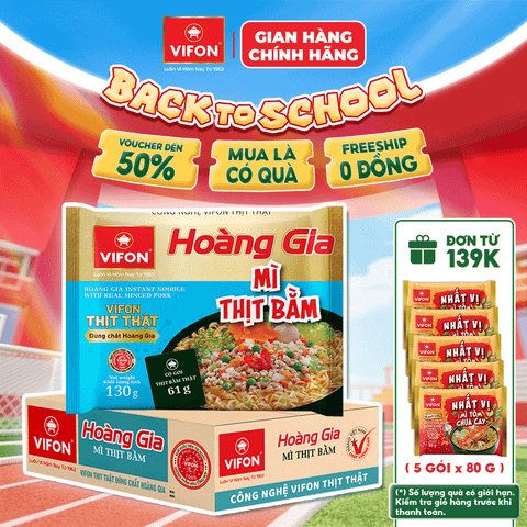 Thùng Hoàng gia mì thịt bằm VIFON 130g – hương vị đậm đà, gói lớn cao cấp