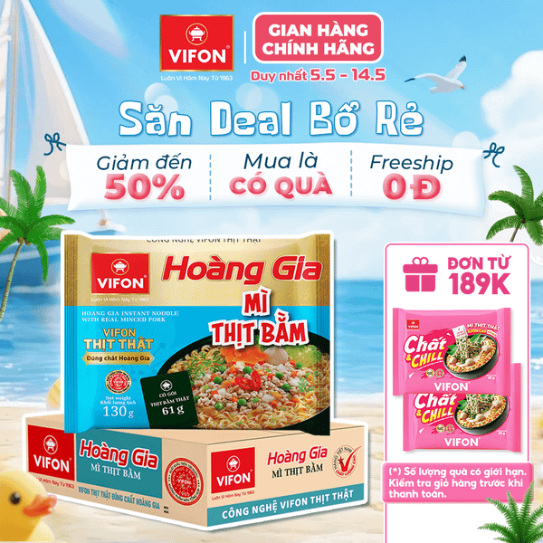 Hoàng gia mì thịt bằm VIFON 130g – hương vị đậm đà, gói lớn cao cấp