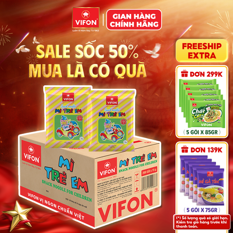 Thùng Mì trẻ em VIFON 15g – ăn nhẹ tiện lợi, phù hợp cho bé