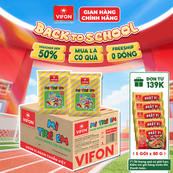 Thùng Mì trẻ em VIFON 15g – ăn nhẹ tiện lợi, phù hợp cho bé