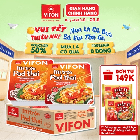 Khay mì trộn pad thái VIFON 90g – chua cay đậm đà, chuẩn vị Thái Lan