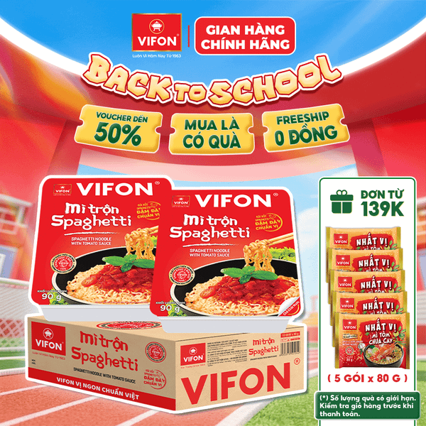 Thùng Mì khay spaghetti VIFON 90g – thơm ngon, nhanh gọn cho bữa ăn hiện đại