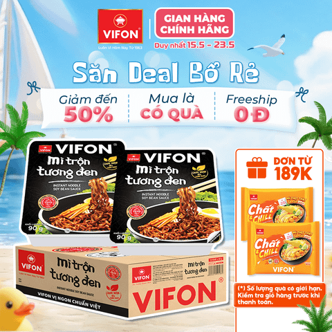Khay mì tương đen VIFON 90g – mì jajang ăn liền, sốt đậm đà chuẩn vị Hàn