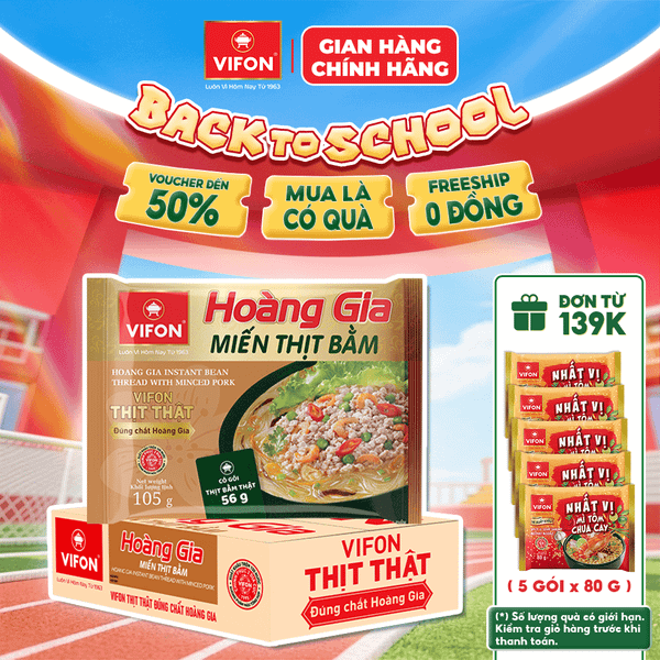 Thùng Hoàng gia miến thịt bằm VIFON 105g – miến cao cấp đậm vị, thơm ngon dễ ăn