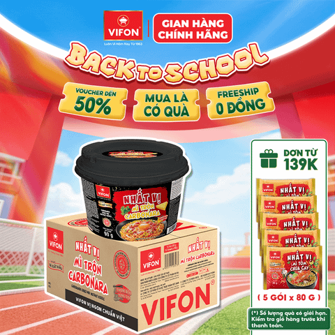 Thùng Tô nhất vị mì trộn carbonara VIFON 90g – béo ngậy chuẩn Âu, thơm ngon hấp dẫn