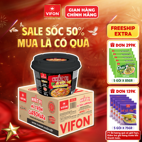 Thùng Tô nhất vị mì trộn carbonara VIFON 90g – béo ngậy chuẩn Âu, thơm ngon hấp dẫn