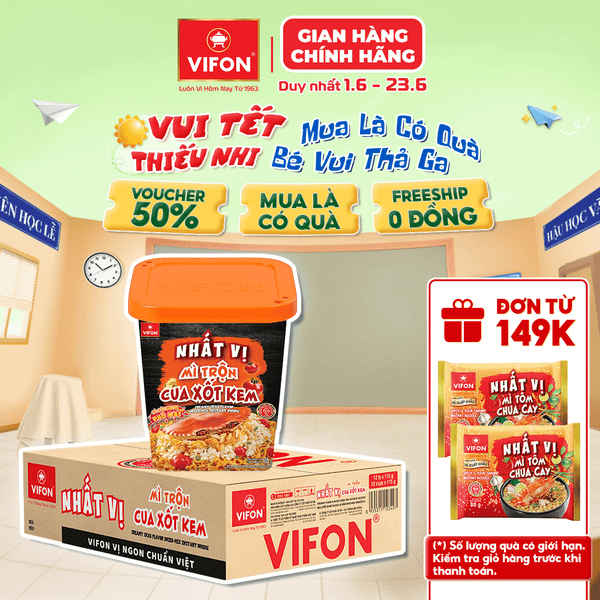 Mì Trộn Nhất Vị Cua Xốt Kem VIFON Ly 115g – Thơm Béo Vị Phô Mai