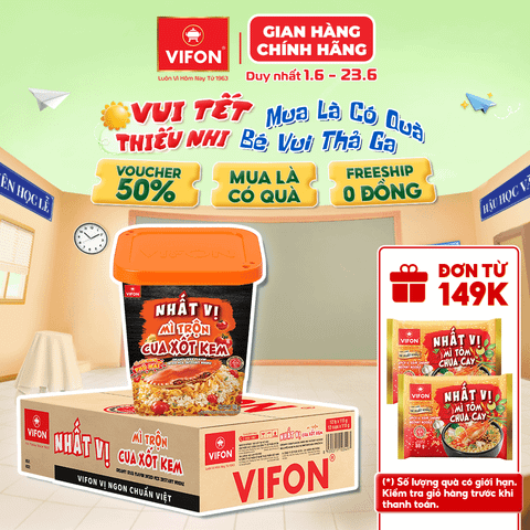 Mì Trộn Nhất Vị Cua Xốt Kem VIFON Ly 115g – Thơm Béo Vị Phô Mai