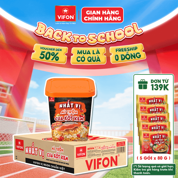 Thùng Mì Trộn Nhất Vị Cua Xốt Kem VIFON Ly 115g – Thơm Béo Vị Phô Mai