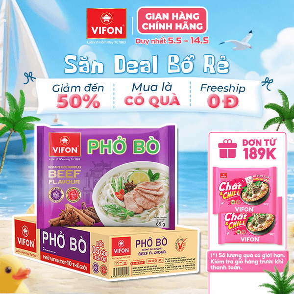 Phở VIFON vị bò 65g – đậm đà hương vị, tiện lợi mỗi ngày