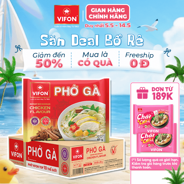 Phở gà VIFON 65g – thanh ngọt dễ ăn, tiện lợi