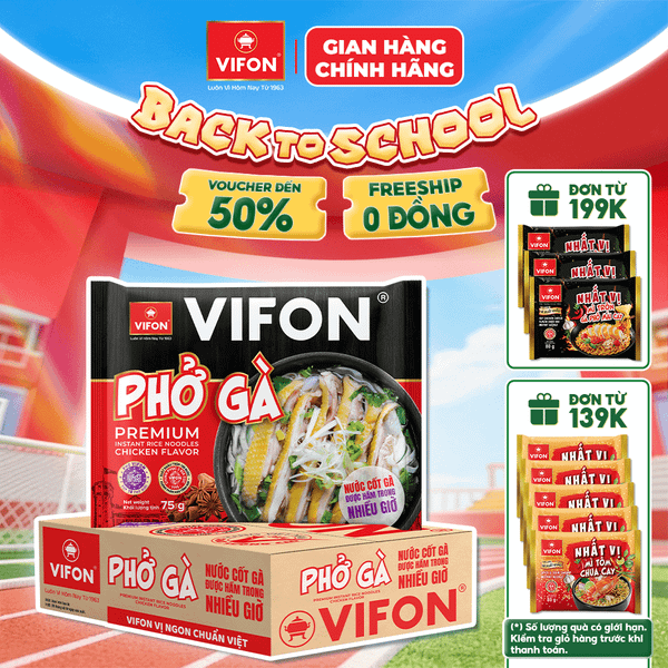 Thùng Phở gà có gói sốt gà VIFON 75g – Thanh ngọt đậm vị, tiện lợi tiết kiệm