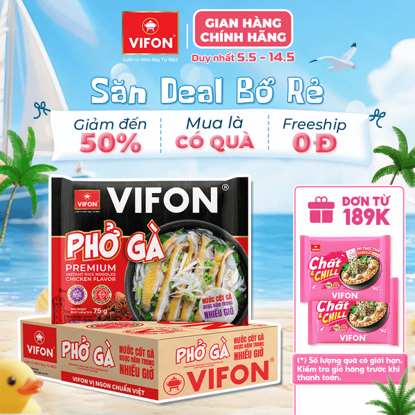 Phở gà có gói sốt gà VIFON 75g – Thanh ngọt đậm vị, tiện lợi tiết kiệm